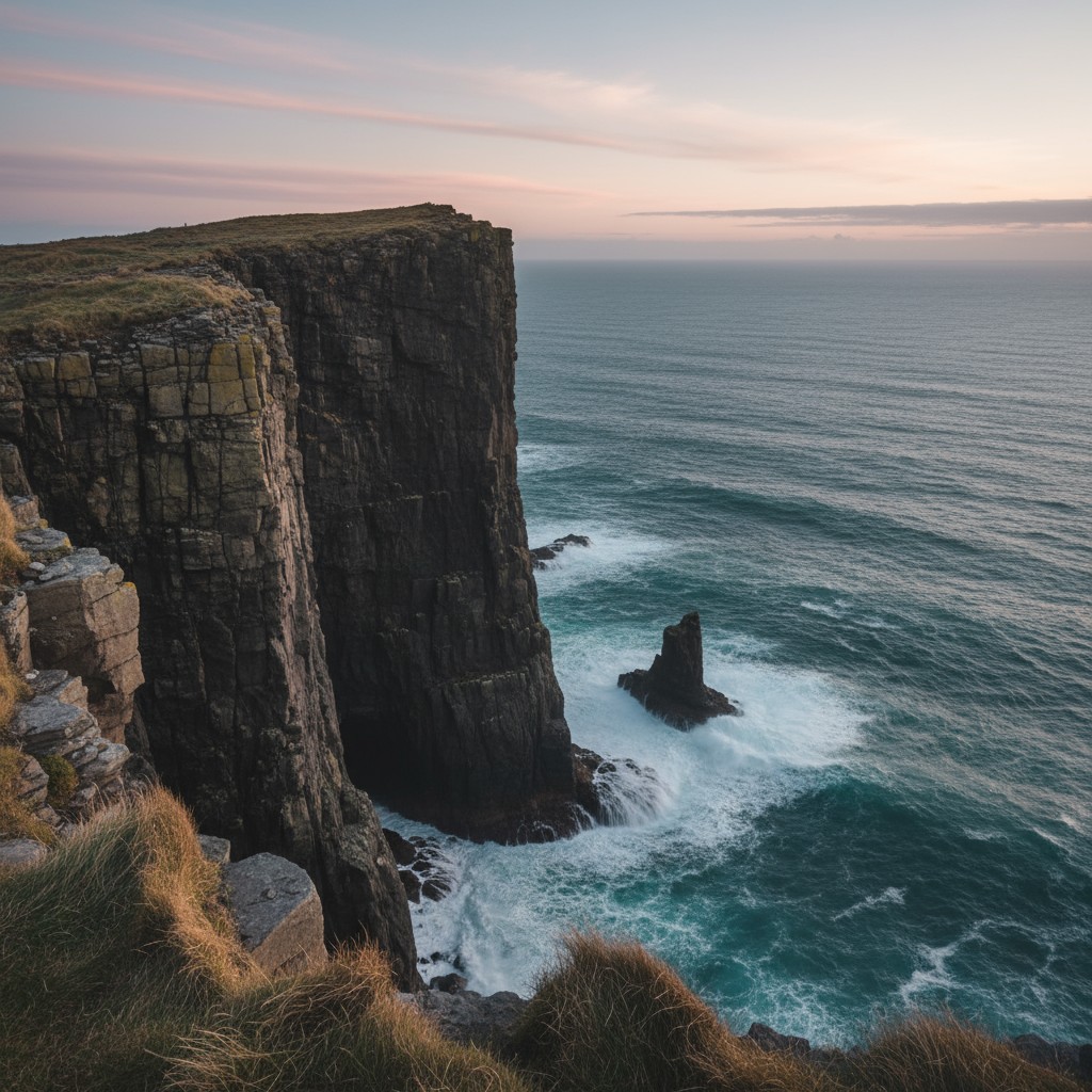 The image depicts a stunning cliffside overlook.